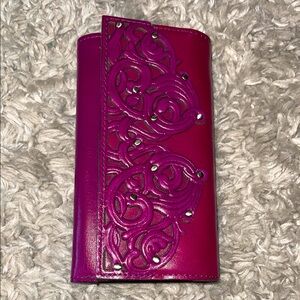 Patricia Nash TERRESA Womens Leather Trifold Wallet-Purple w/studs MSRP $119